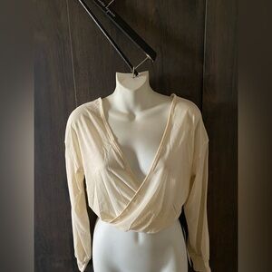 Elegant Cream Drape Top for Women size M